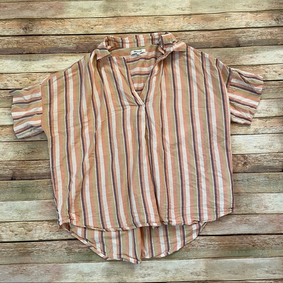 Madewell Button-Back Shirt in Rainbow Stripe - Picture 2 of 5